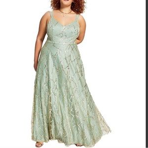 Sage and gold sequin dress